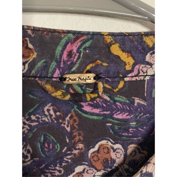 Free People Floral Full Zip Balloon Sleeve Boho Bomber Jacket Sz Medium - Picture 3 of 5